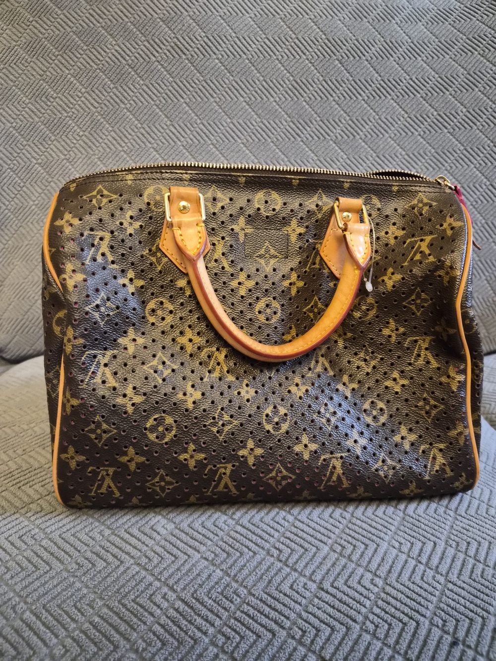 Louis Vuitton Brown Monogram Perforated Speedy with Tan Trim
